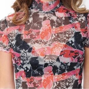 Unique Vintage Smak Parlour Harley Quin mesh crop top